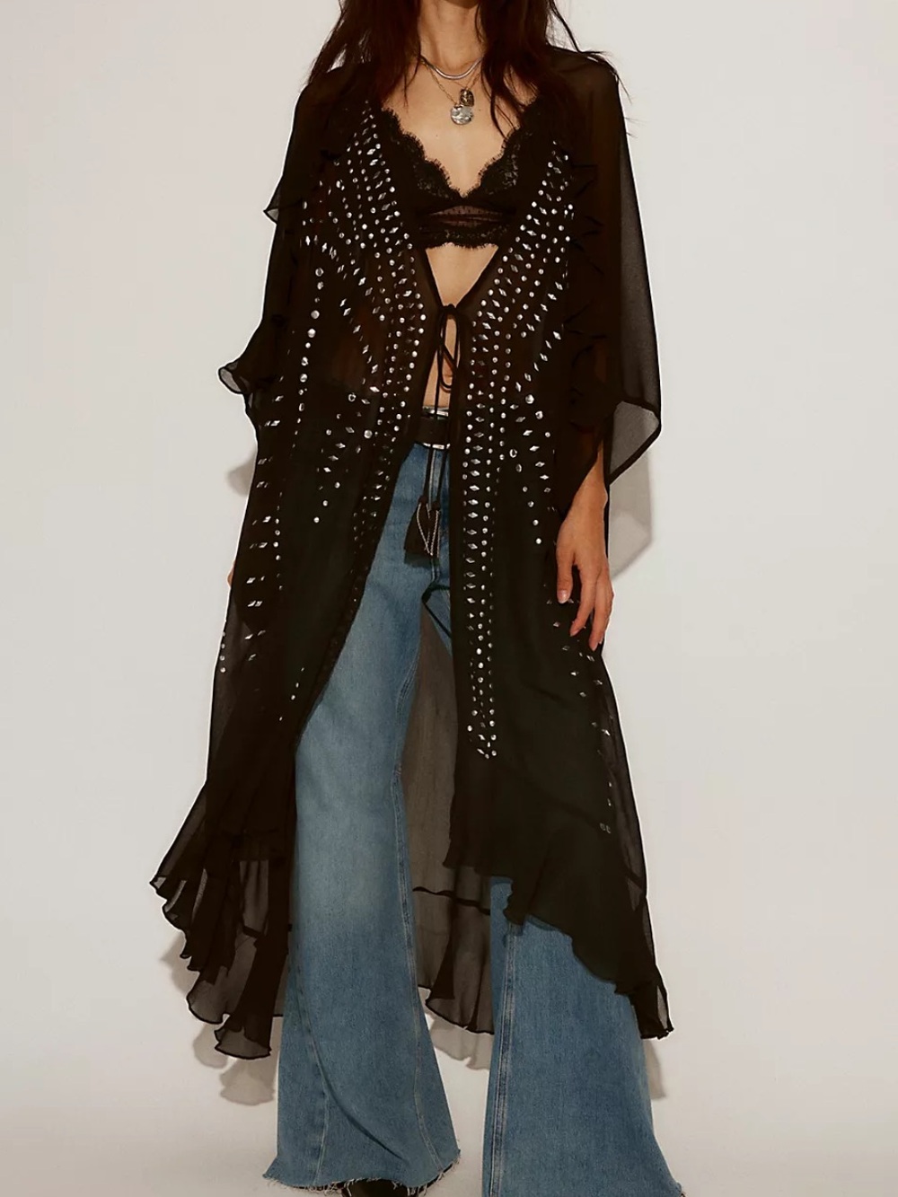 Free People NWT So Billie Studded Duster kimono size OS